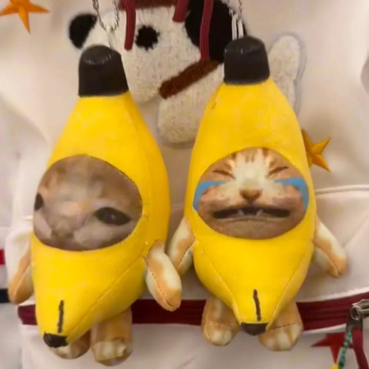 Banana Cat Meme Plush Keychain - getallfun