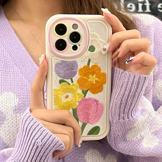 Embroidery Flower iPhone Case - getallfun