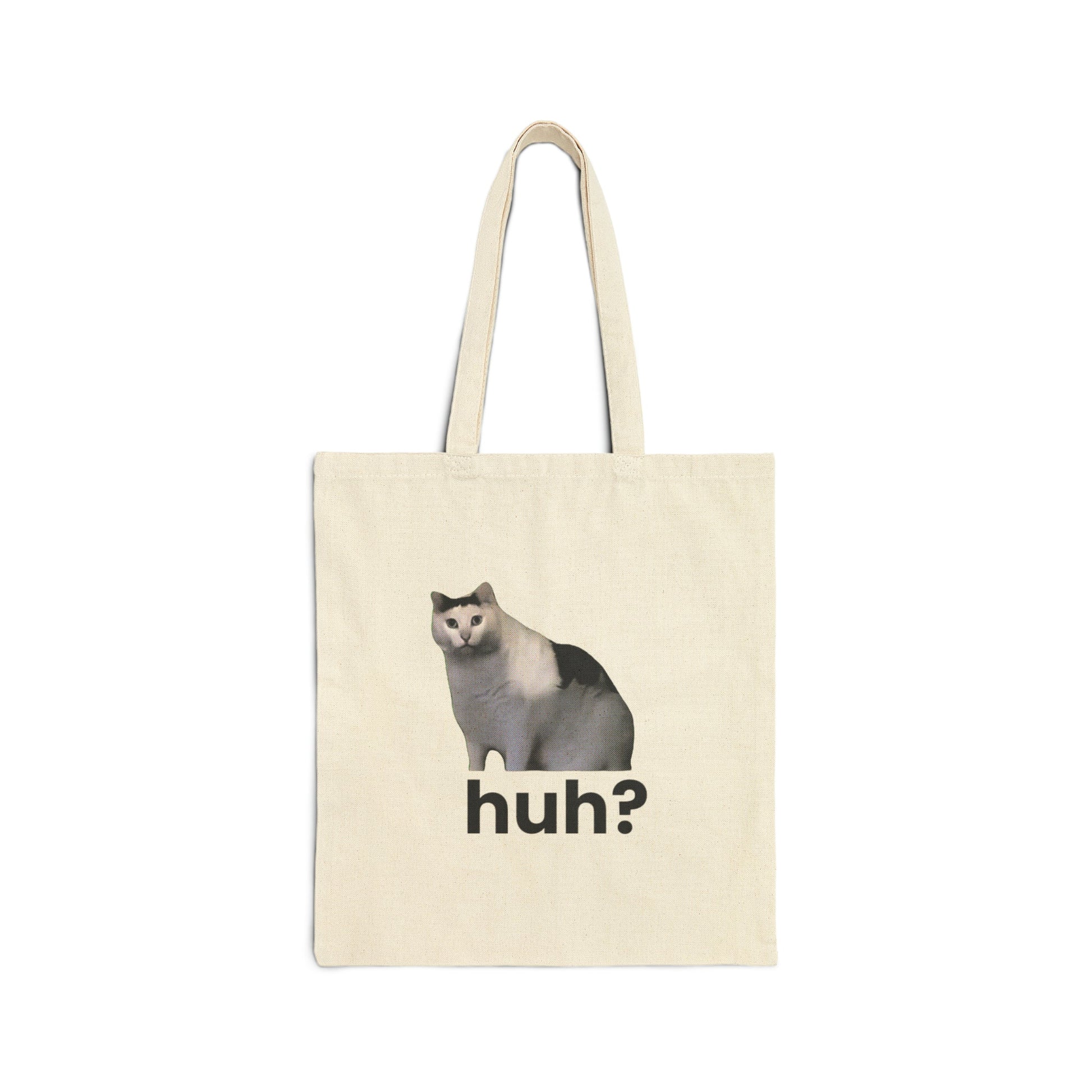 Huh Cat Meme Cotton Canvas Tote Bag - getallfun