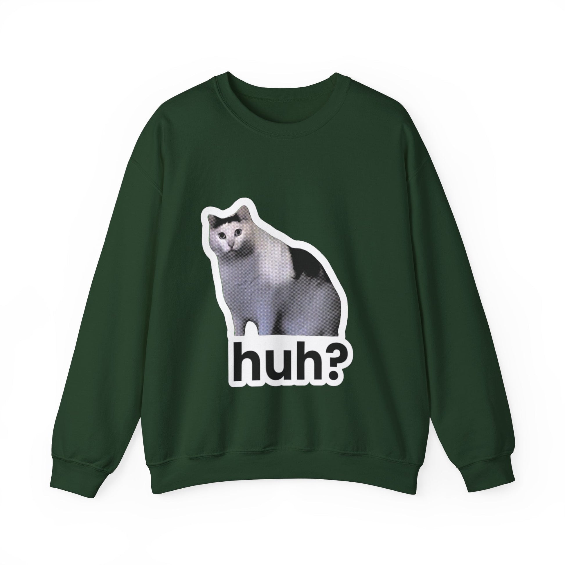Huh Cat Meme Unisex Heavy Blend™ Crewneck Sweatshirt - getallfun