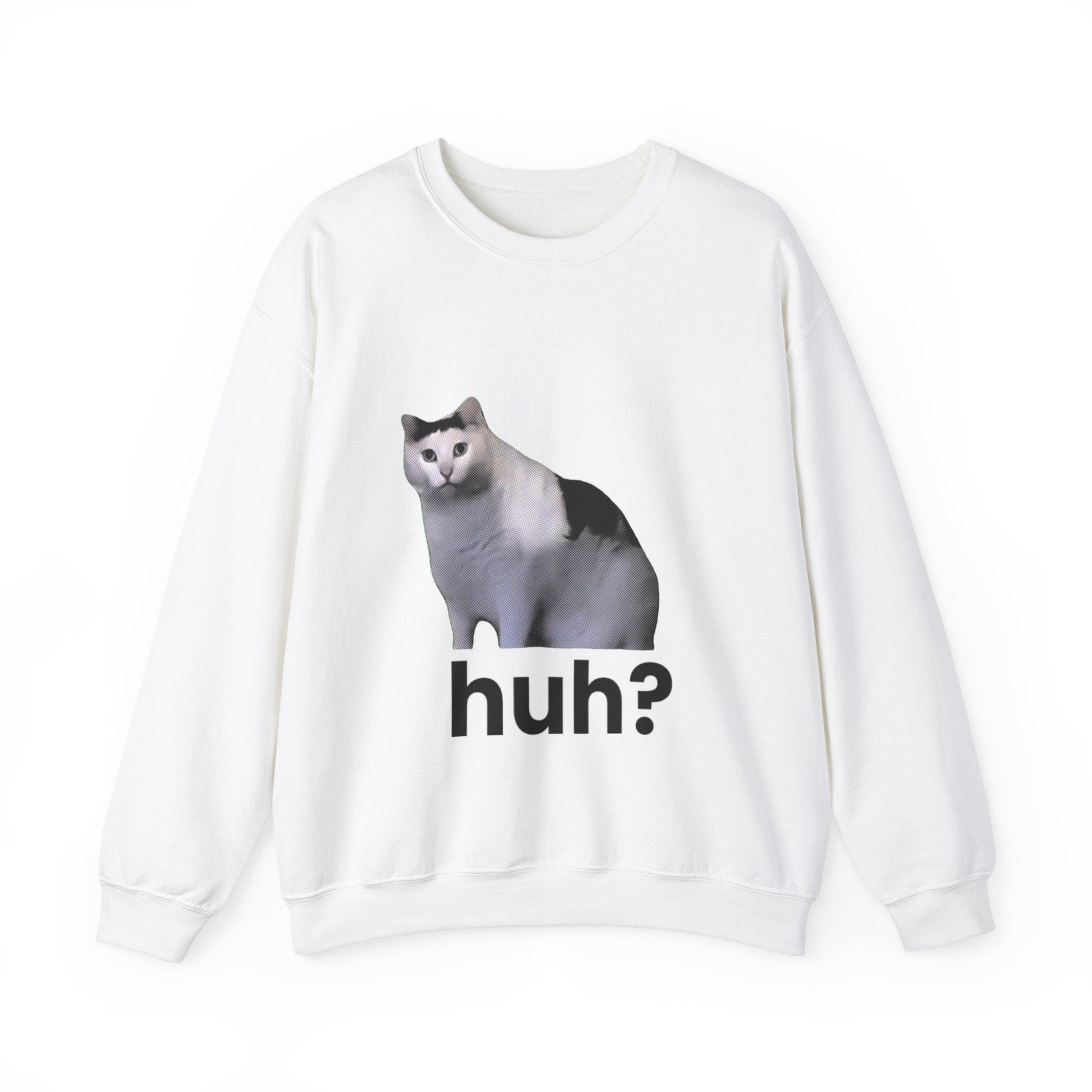 Huh Cat Meme Unisex Heavy Blend™ Crewneck Sweatshirt - getallfun