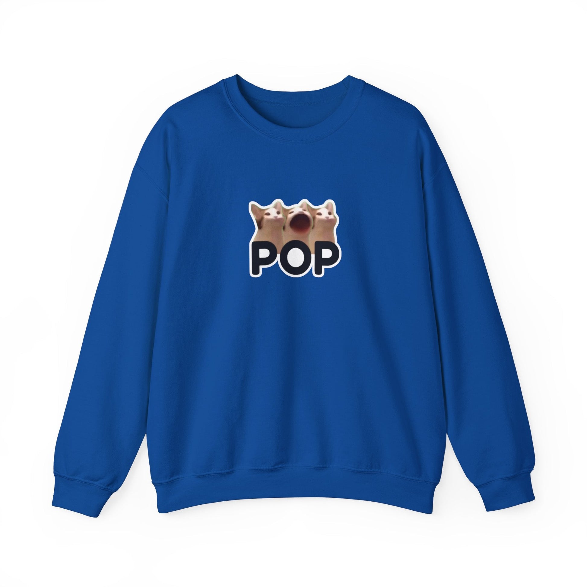 Pop Cat Meme Unisex Heavy Blend™ Crewneck Sweatshirt - getallfun